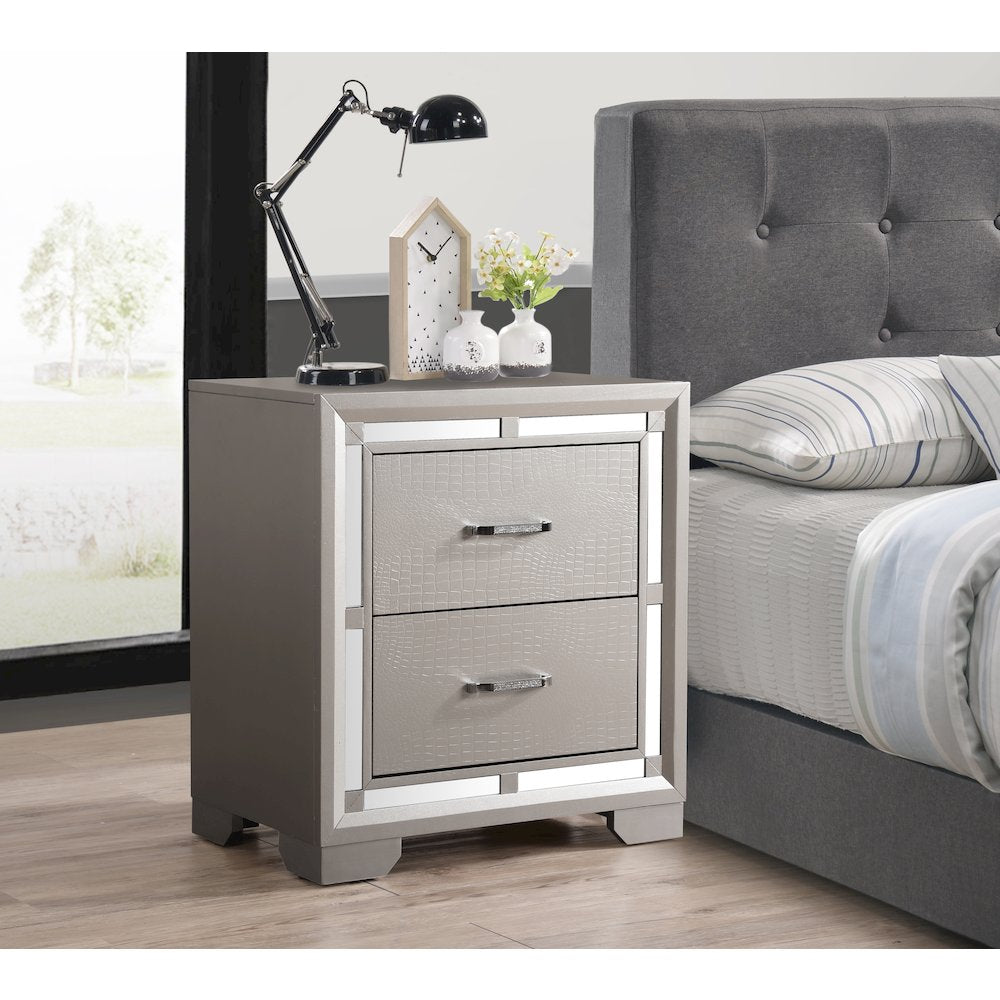 Glory Furniture Alana Nightstand in Champagne Color