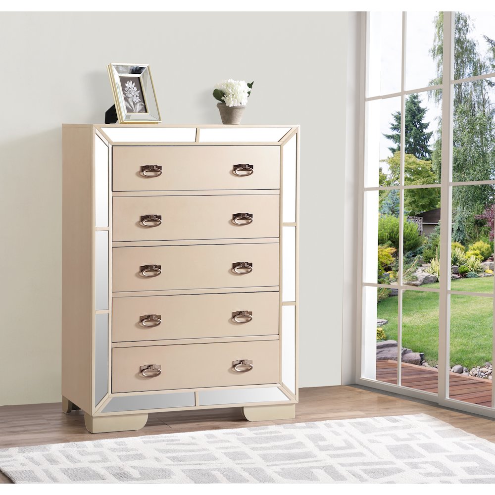 Glory Furniture Hollywood Hills Chest in Pearl Color