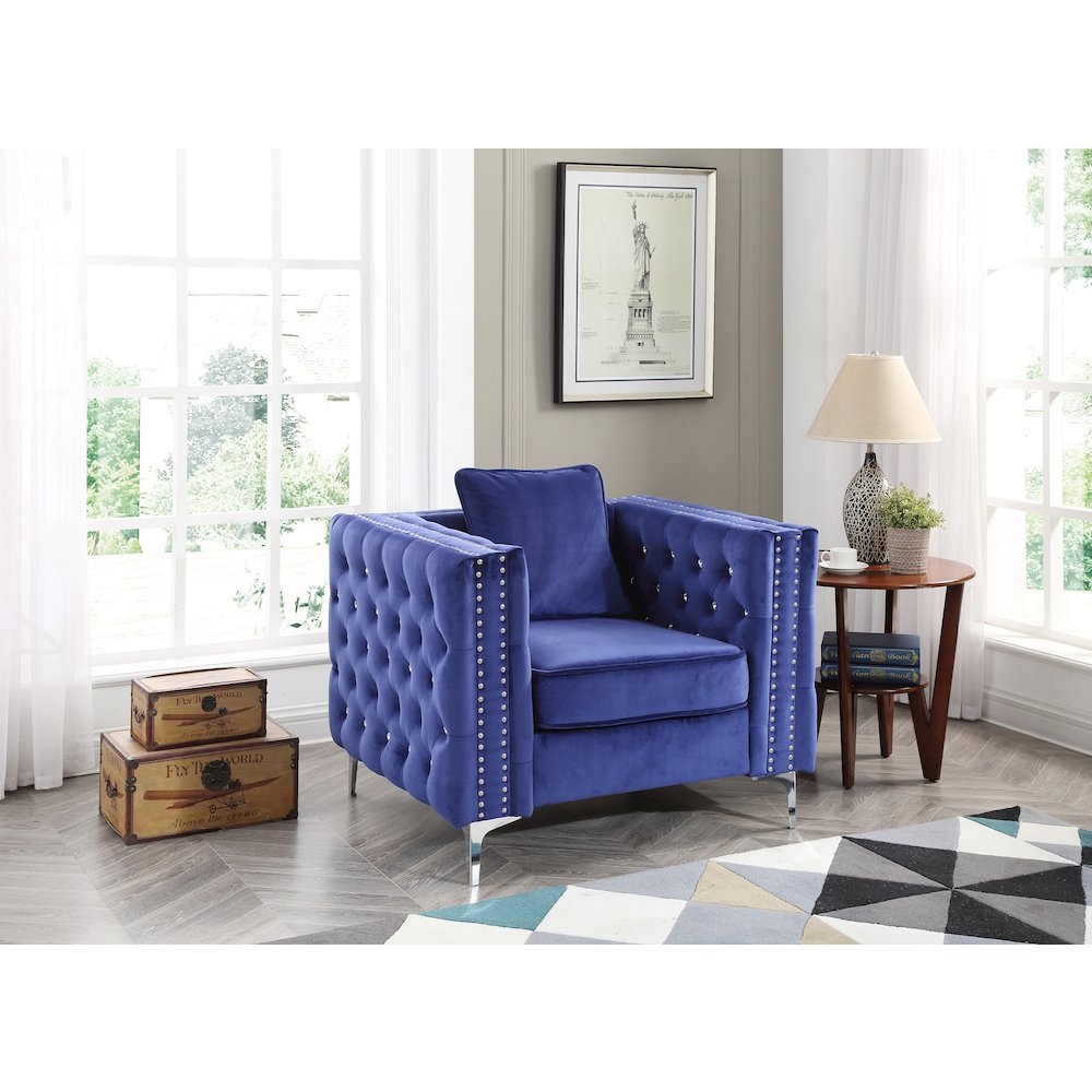 Glory Furniture Paige Accent Chair in Blue Color
