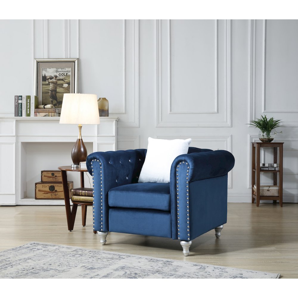 Glory Furniture Raisa Accent Chair in Navy Blue Color