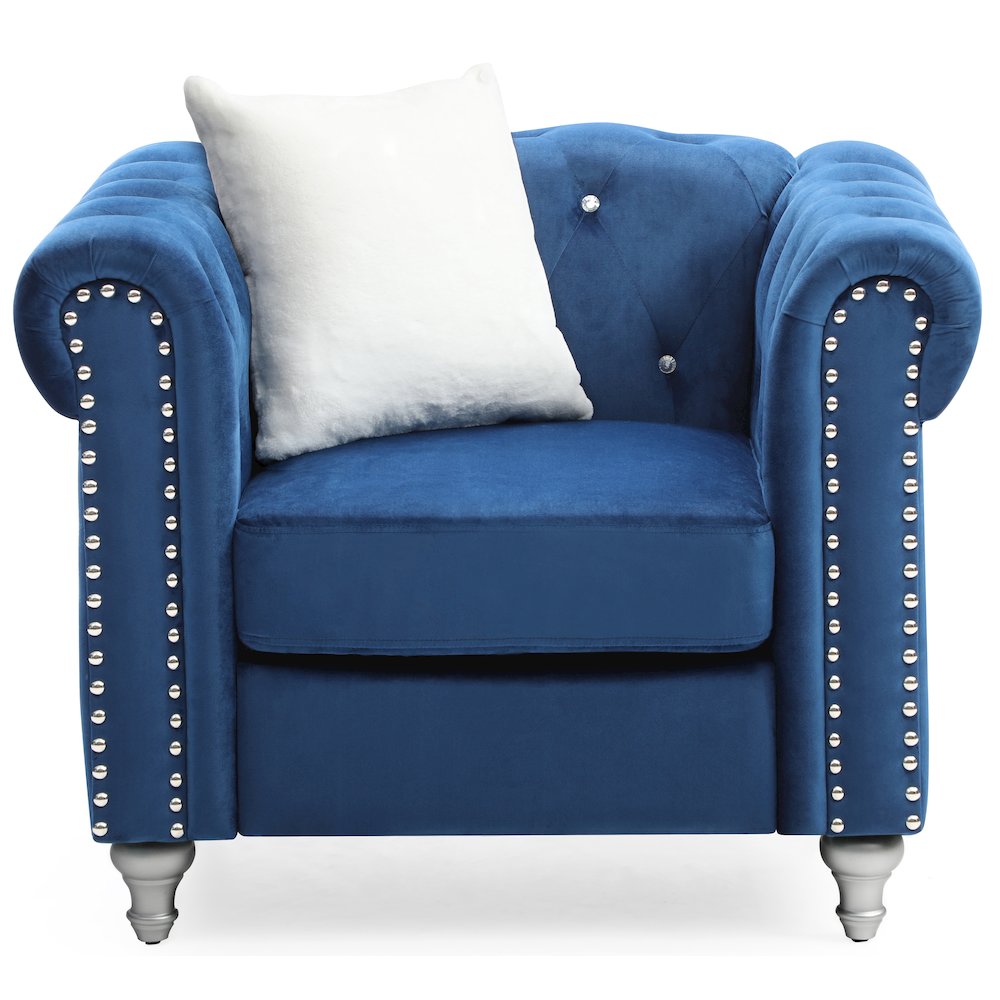 Glory Furniture Raisa Accent Chair in Navy Blue Color