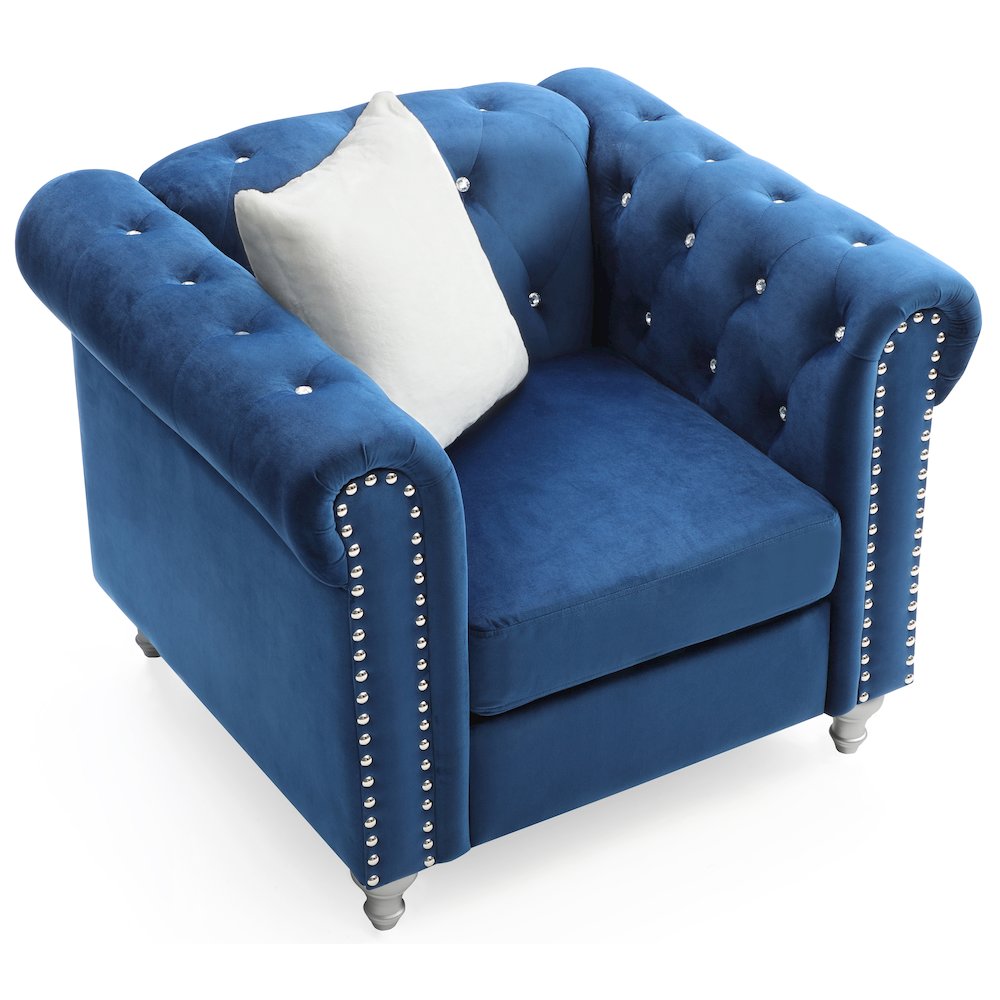 Glory Furniture Raisa Accent Chair in Navy Blue Color