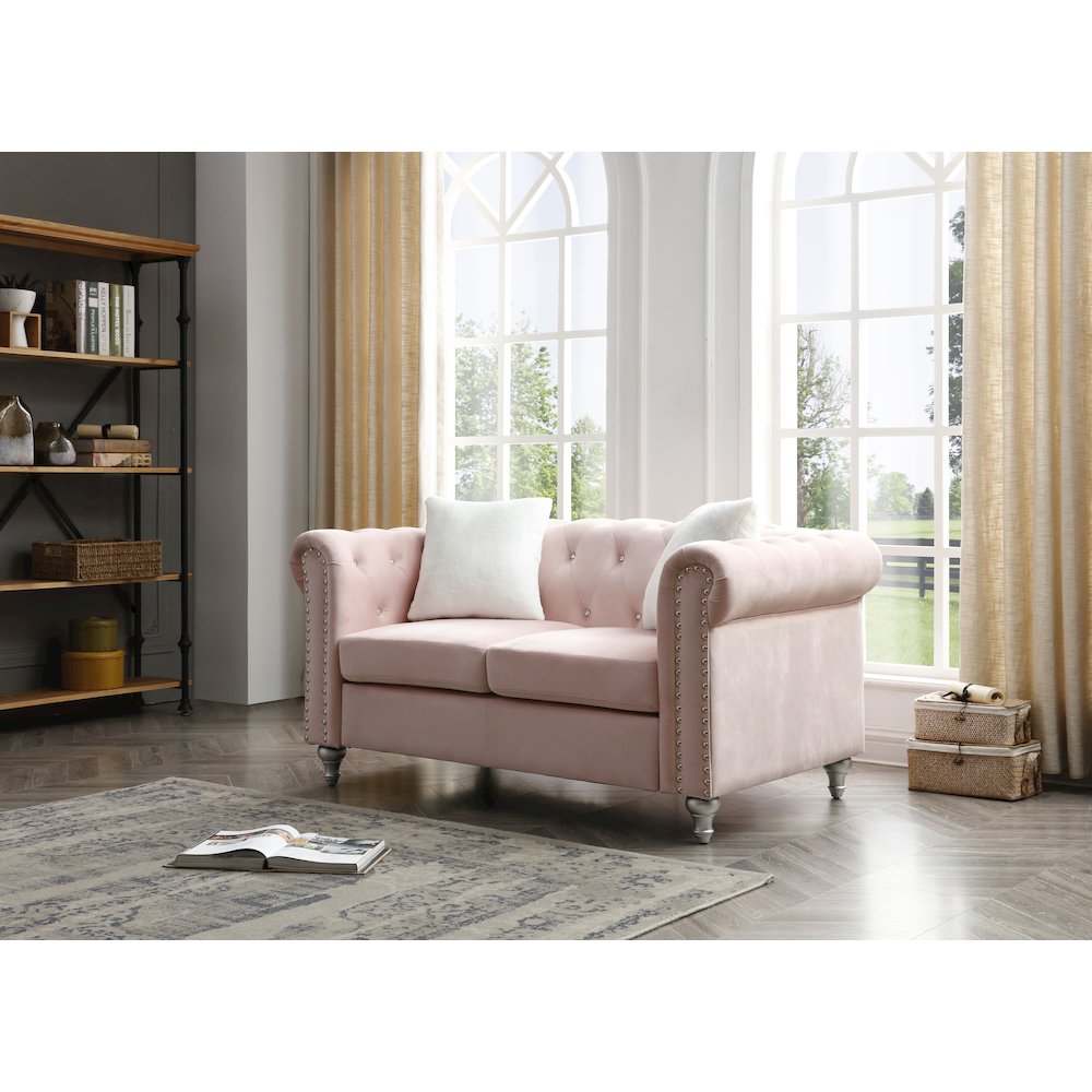 Glory Furniture Raisa Loveseat in Pink Color