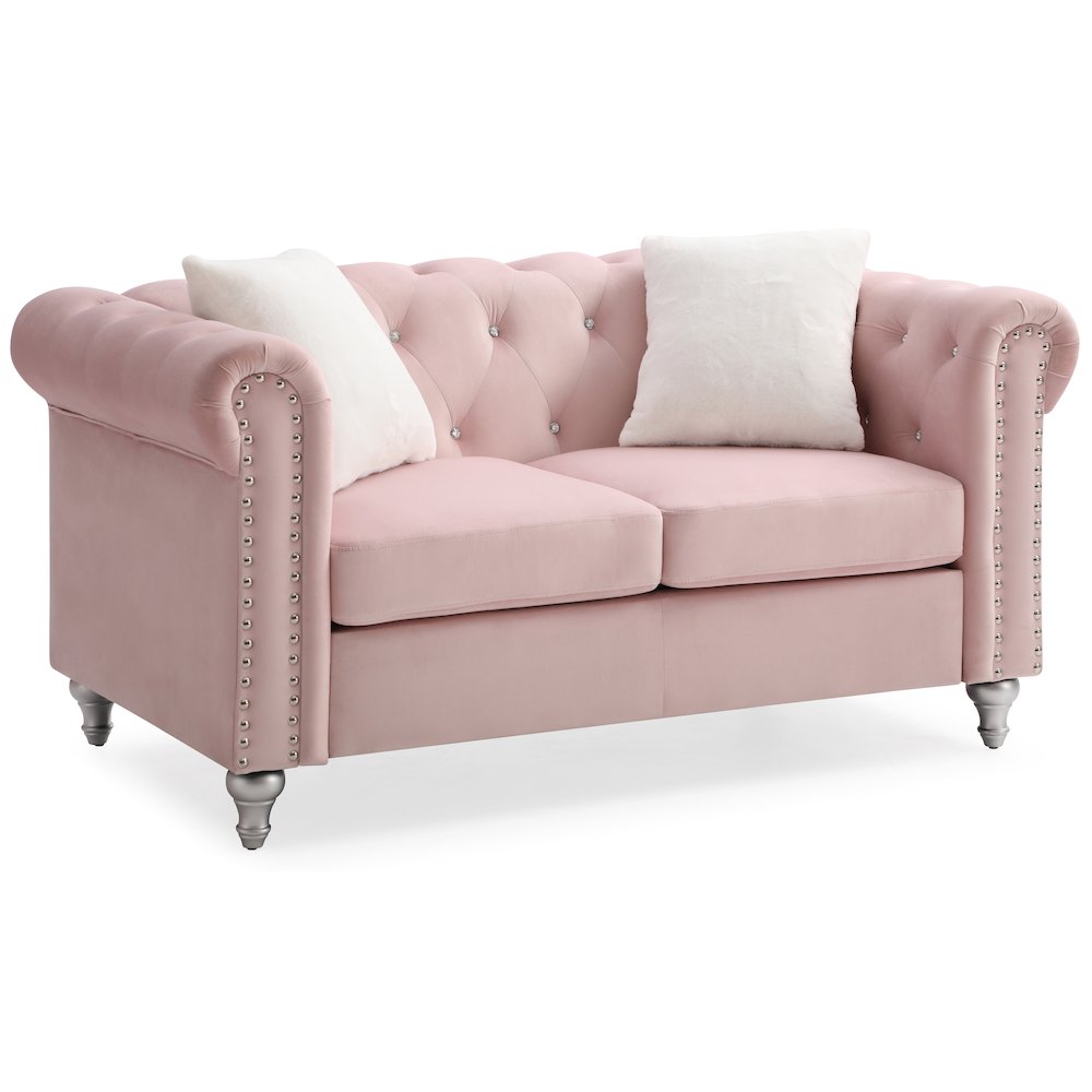 Glory Furniture Raisa Loveseat in Pink Color