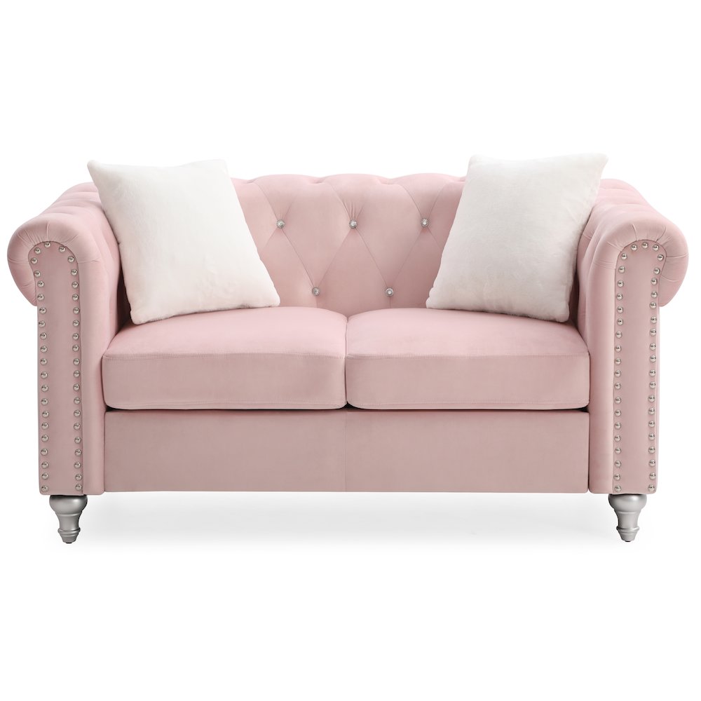 Glory Furniture Raisa Loveseat in Pink Color