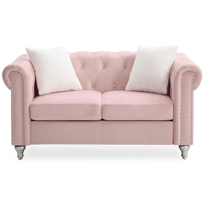 Glory Furniture Raisa Loveseat in Pink Color