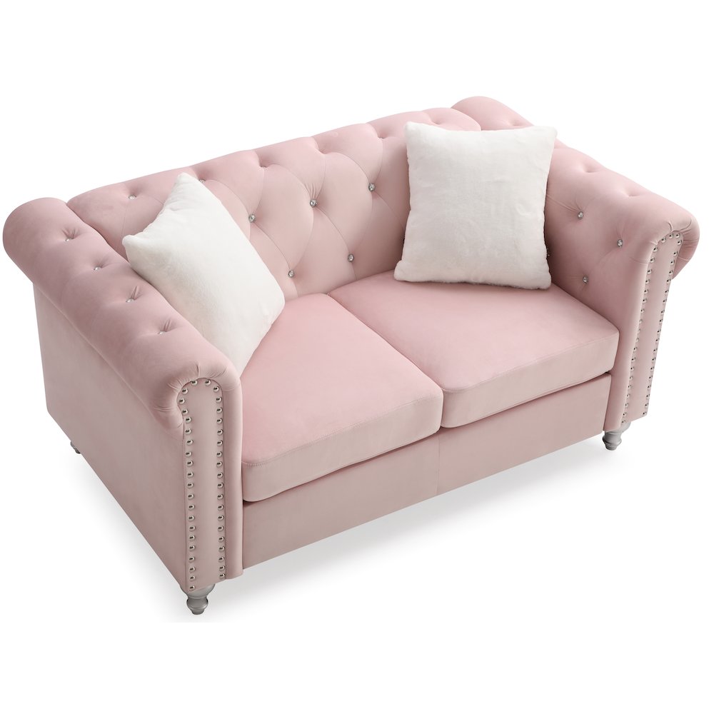 Glory Furniture Raisa Loveseat in Pink Color