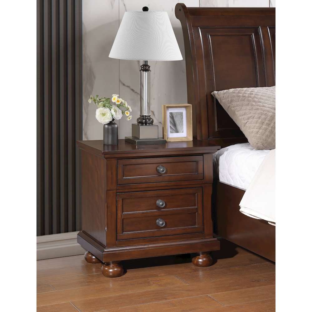 Traditional Meade Nightstand, Dark Cherry