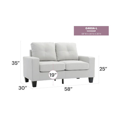 Glory Furniture Newbury Loveseat in White Color