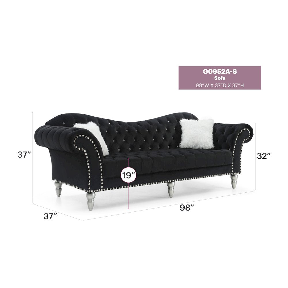 Glory Furniture Wilshire Sofa in Black Color