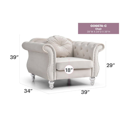 Glory Furniture Hollywood Accent Chair in Ivory Color