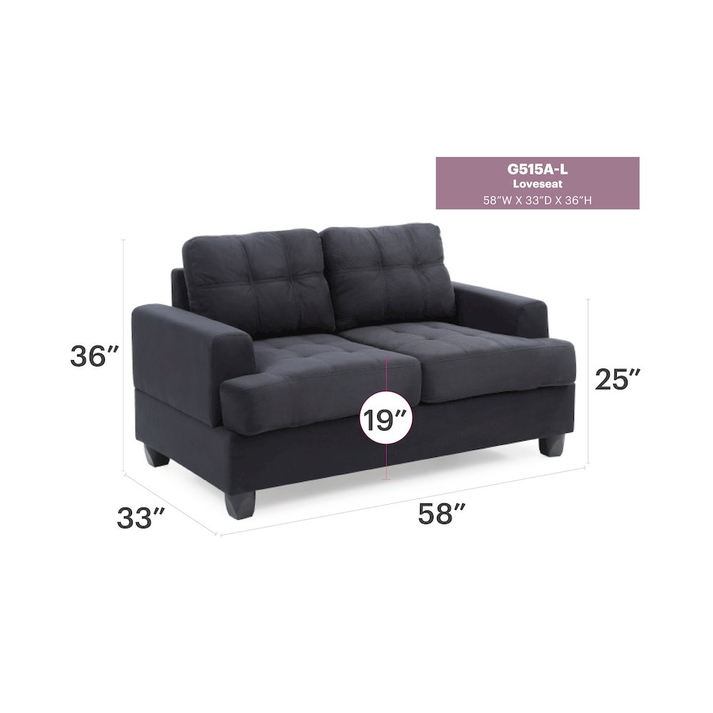 Glory Furniture Sandridge Loveseat in Black Color