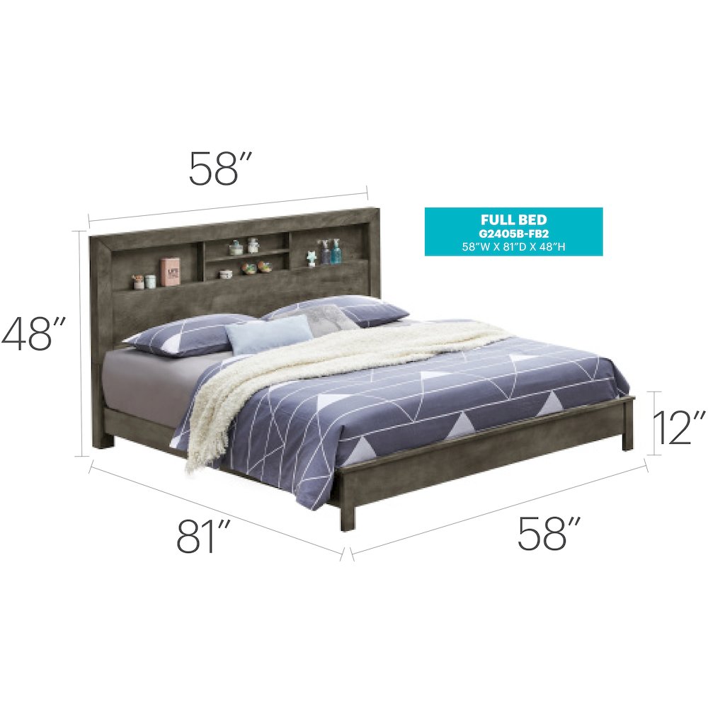 Glory Furniture Burlington Full Bed in Gray Color