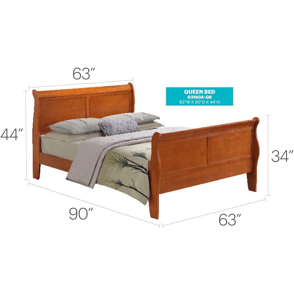 Glory Furniture Louis Phillipe Queen Bed in Oak Color