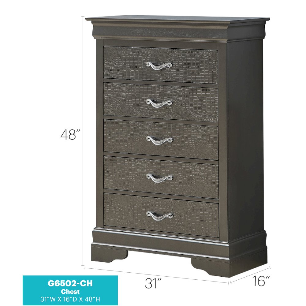Glory Furniture Lorana Chest in Metalic Black Color