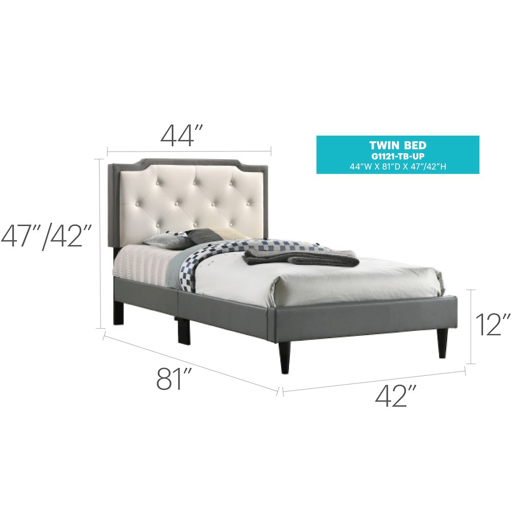 Glory Furniture Deb Twin Bed in Light Grey Color