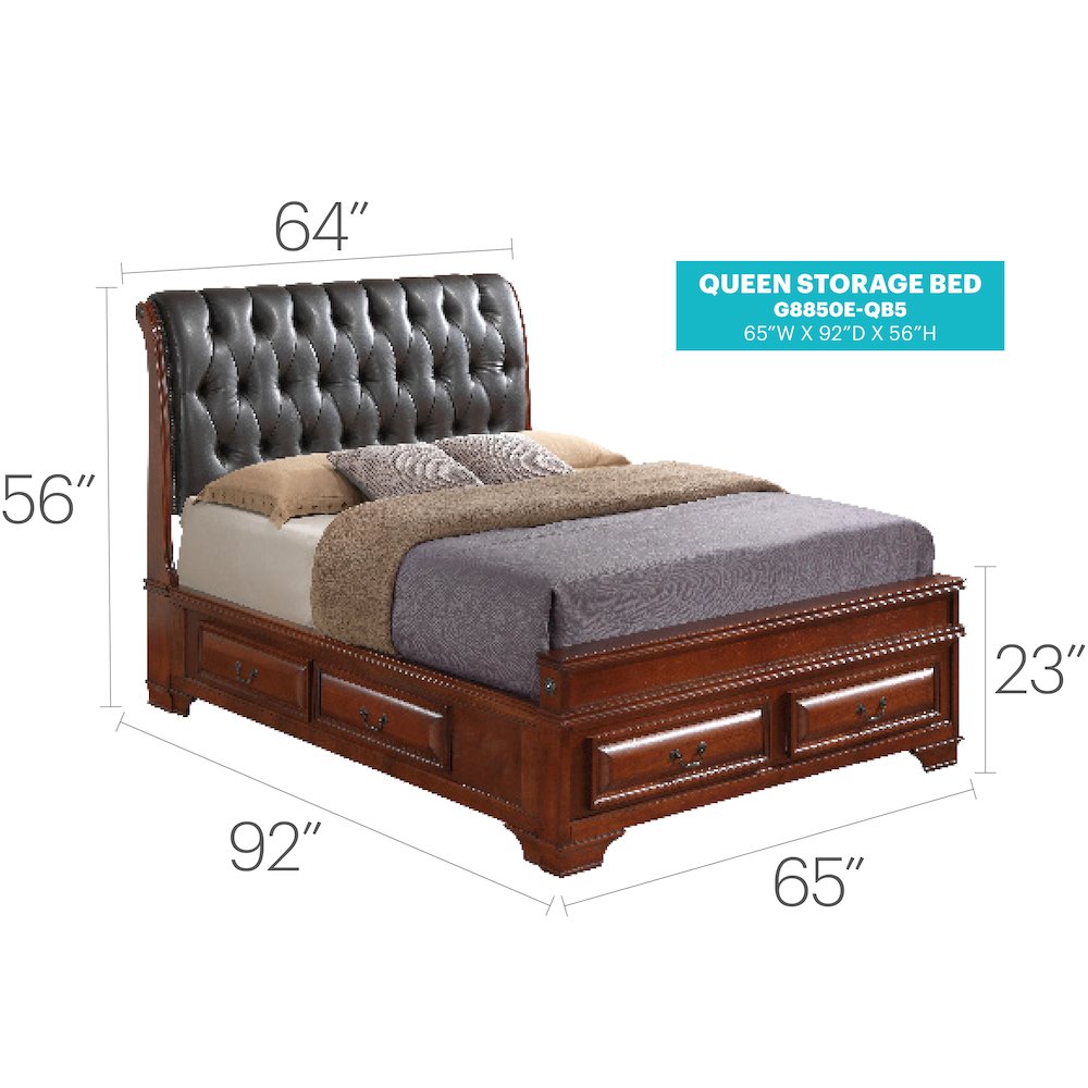 Glory Furniture LaVita Queen Storage Bed in Oak Color