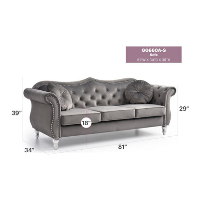 Glory Furniture Hollywood Sofa in Dark Gray Color