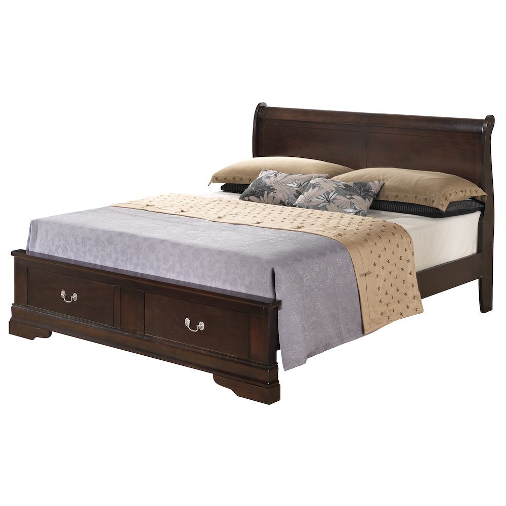 Glory Furniture Louis Phillipe King Storage Bed in Cappuccino Color