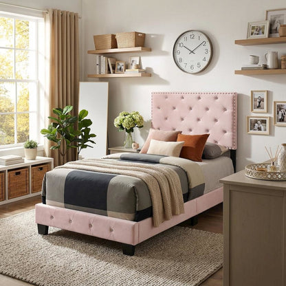 Glory Furniture Suffolk Twin Bed in Pink Color