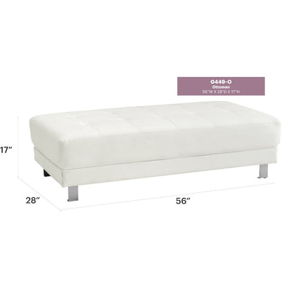 Glory Furniture Riveredge Ottoman in White Color