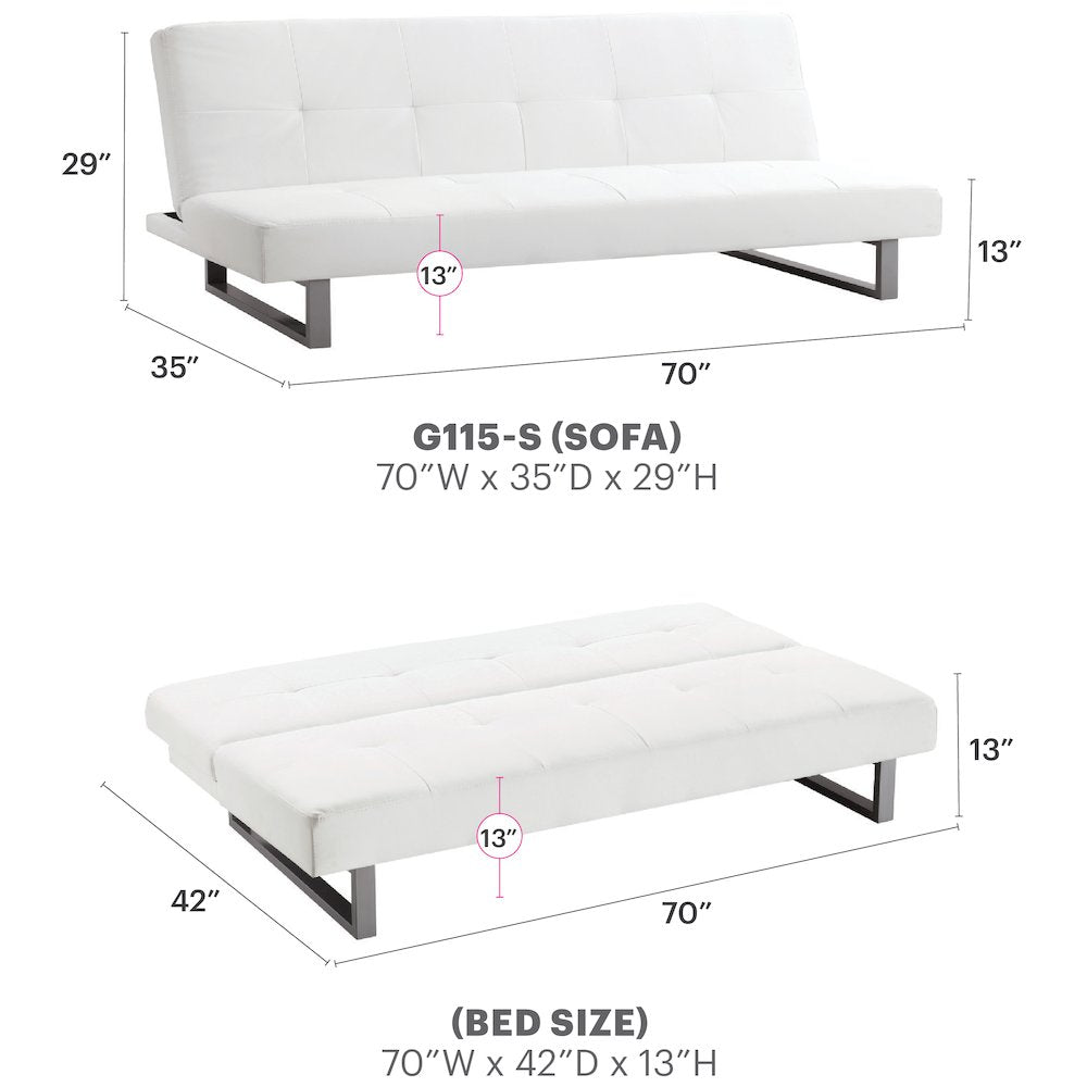 Glory Furniture Chroma Sofa Bed in White Color