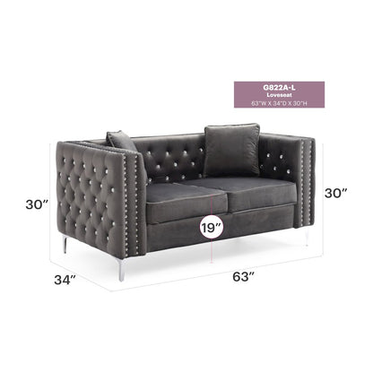 Glory Furniture Paige Loveseat in Gray Color
