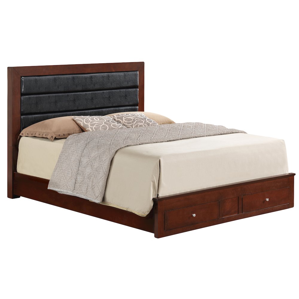 Glory Furniture Burlington King Storage Bed in Cherry Color