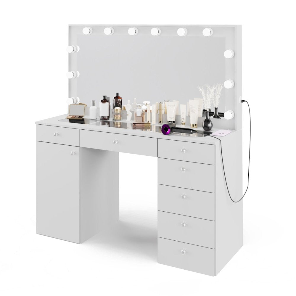 Kiana Vanity Makeup Desk (Crystal Knobs)