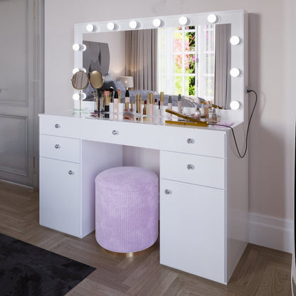 Kiana Vanity Makeup Desk (Crystal Knobs)