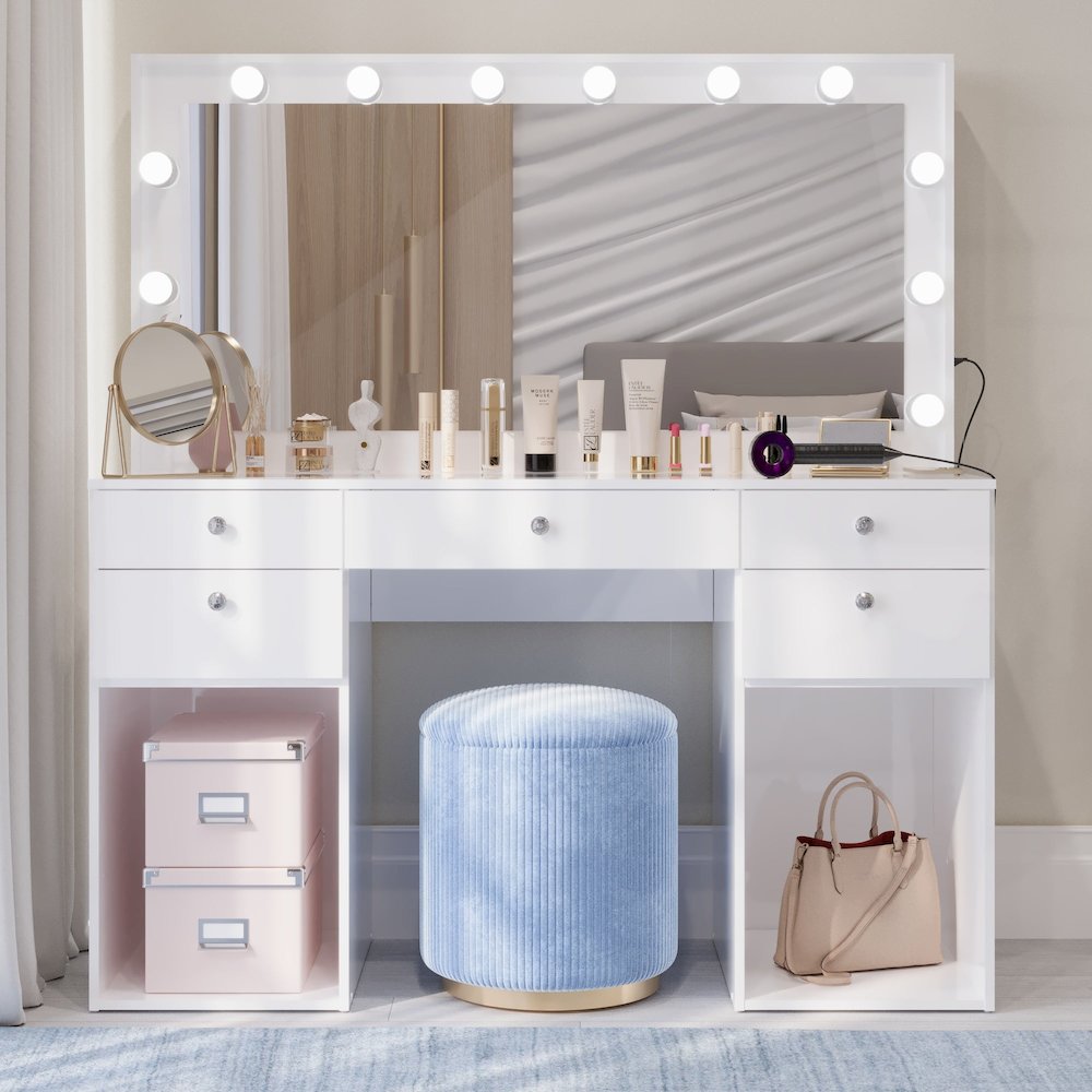 Kiana Vanity Makeup Desk (Crystal Knobs)