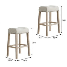 Upholstered Backless Saddle Seat Bar Stools, Tan, Set of 2, 29" Height