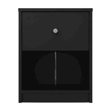 Black Small Nightstand - Compact Bedside Table with Drawer for Bedrooms
