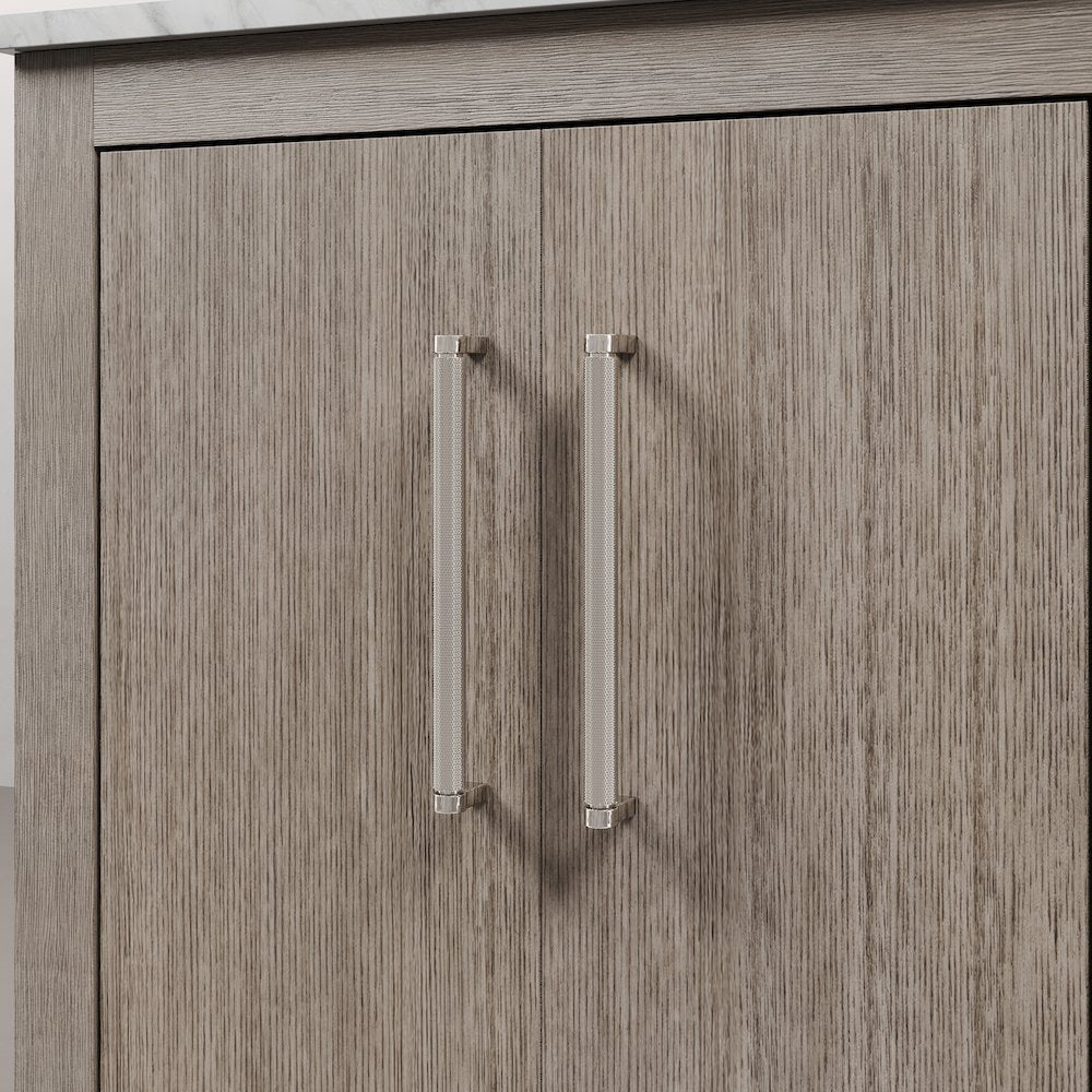 Hugo 30 In. Single Sink Carrara White Marble Countertop Bath Vanity in Grey Oak