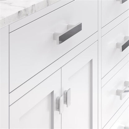 Madison 72 In. Double Sink Carrara White Marble Countertop Bath Vanity