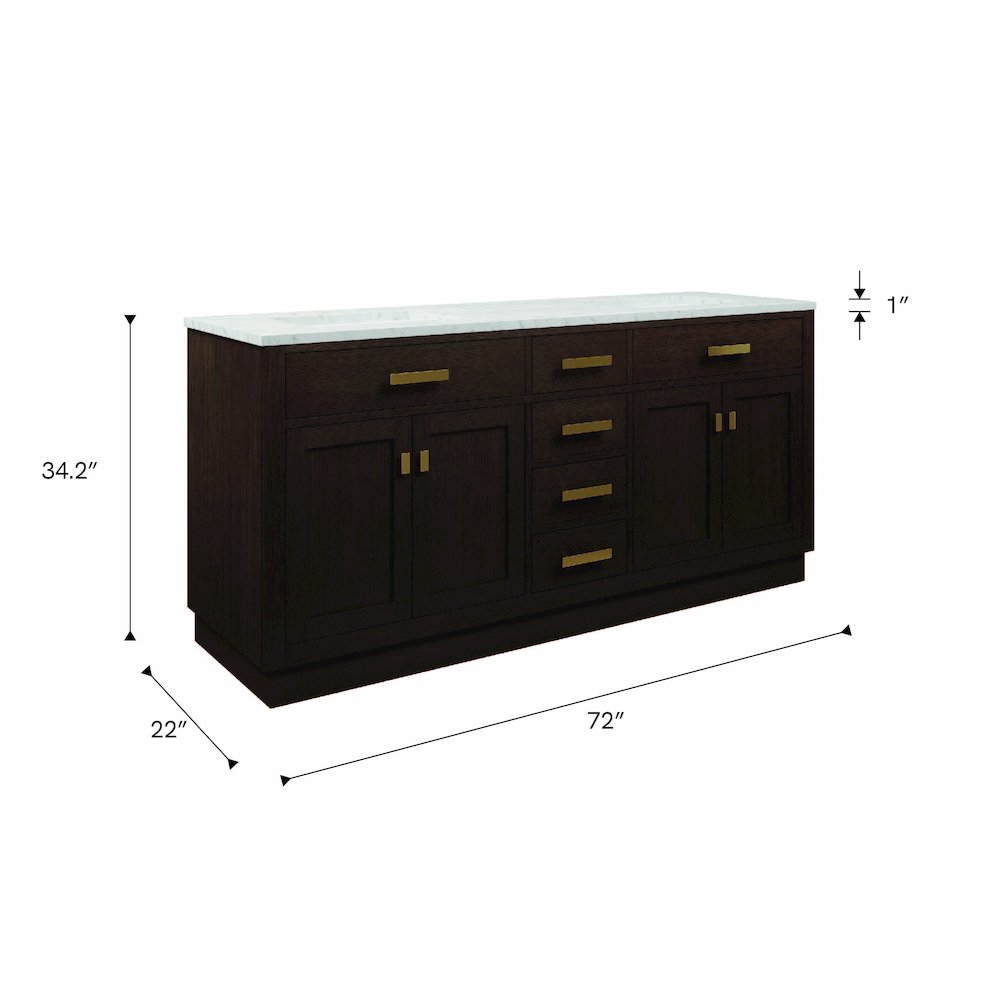 72 In. Double Sink Carrara White Marble Countertop Bath Vanity In Brown Oak