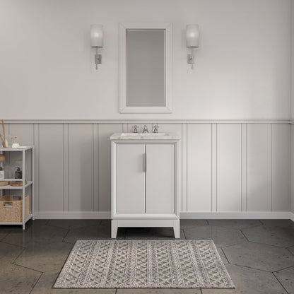 24 In. Single Sink Carrara White Marble Countertop Bath Vanity In Pure White