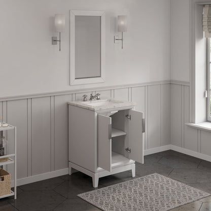 24 In. Single Sink Carrara White Marble Countertop Bath Vanity In Pure White