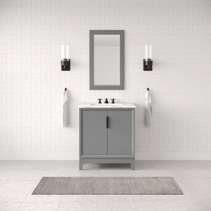 30 In. Single Sink Carrara White Marble Countertop Bath Vanity In Cashmere Grey