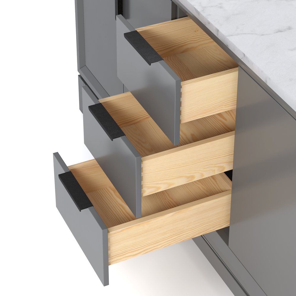 72 In. Double Sink Carrara White Marble Countertop Bath Vanity In Cashmere Grey