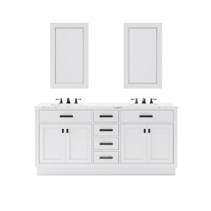 Hartford 72 In. Single Sink Carrara White Marble Countertop Bath Vanity