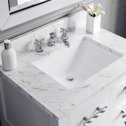 Madalyn 30 In. Single Sink Carrara White Marble Countertop Bath Vanity