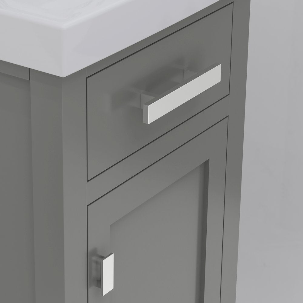 Mia 18 In. Integrated Ceramic Sink Top Vanity in Cashmere Grey