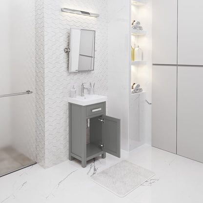 Mia 18 In. Integrated Ceramic Sink Top Vanity in Cashmere Grey