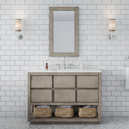 Oakman 48 In. Single Sink Carrara White Marble Countertop Bath Vanity
