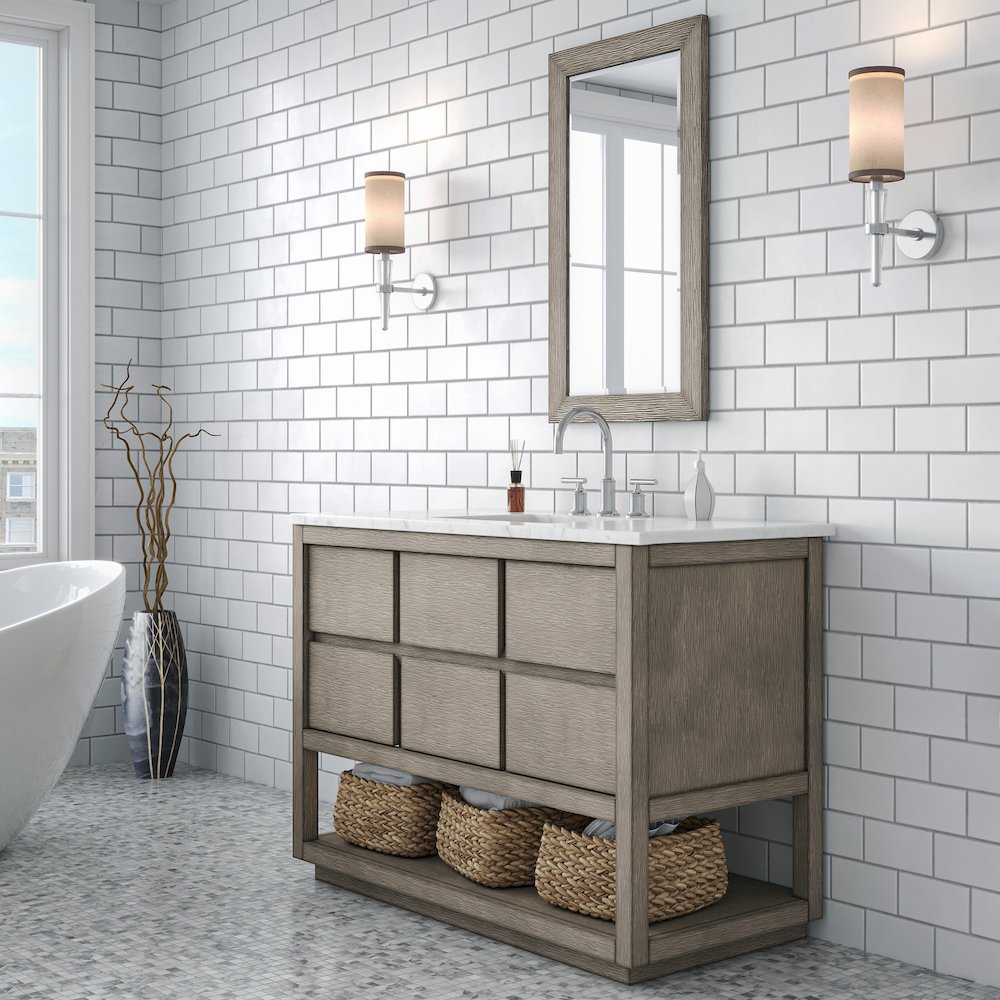 Oakman 48 In. Single Sink Carrara White Marble Countertop Bath Vanity