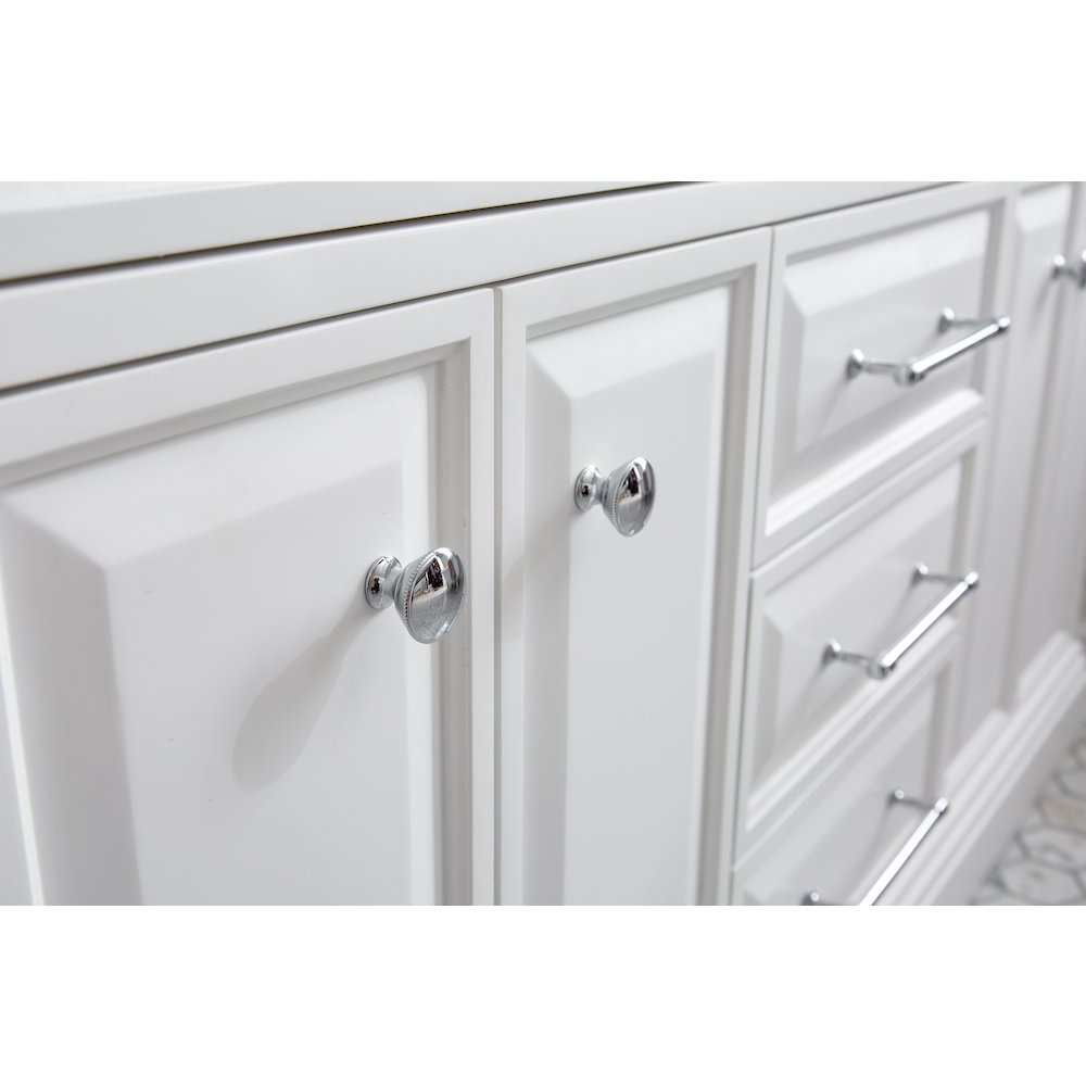 Palace 60 In. Double Sink Carrara Quartz Countertop Bath Vanity in Pure White