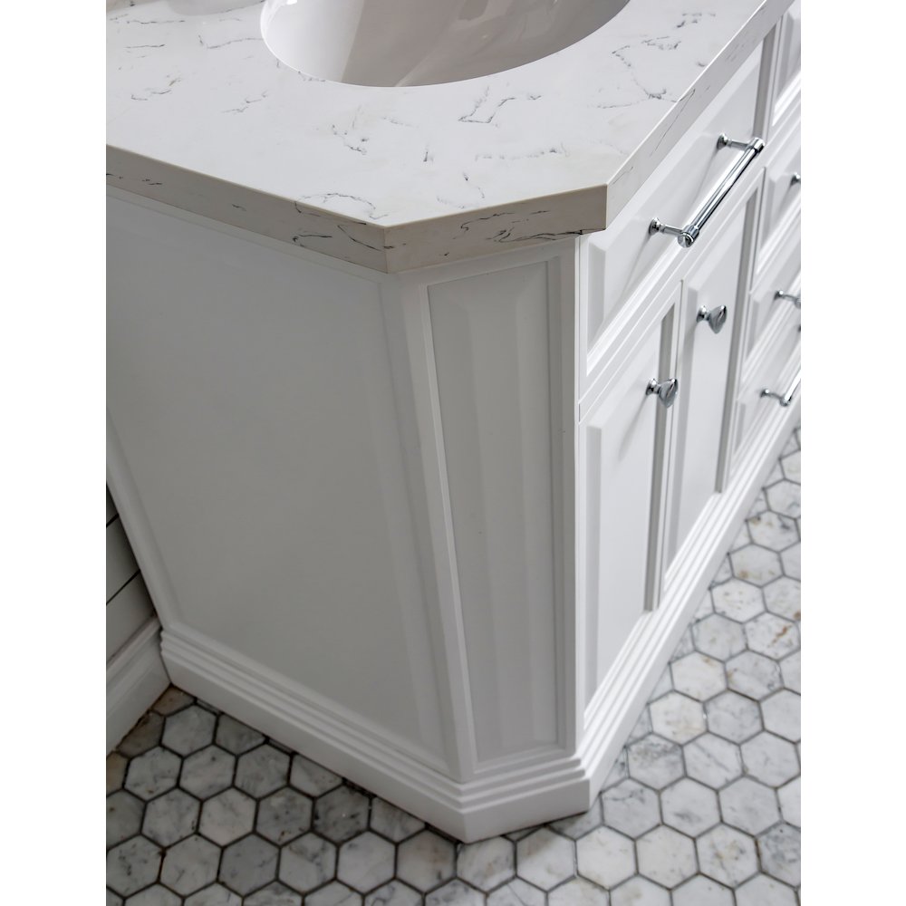 Palace 60 In. Double Sink Carrara Quartz Countertop Bath Vanity in Pure White