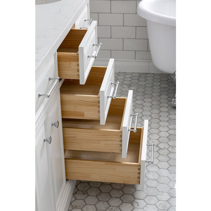Palace 60 In. Double Sink Carrara Quartz Countertop Bath Vanity in Pure White