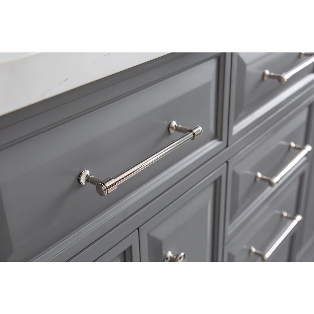 Palace 60 In. Double Sink Carrara Quartz Countertop Bath Vanity in Cashmere Grey